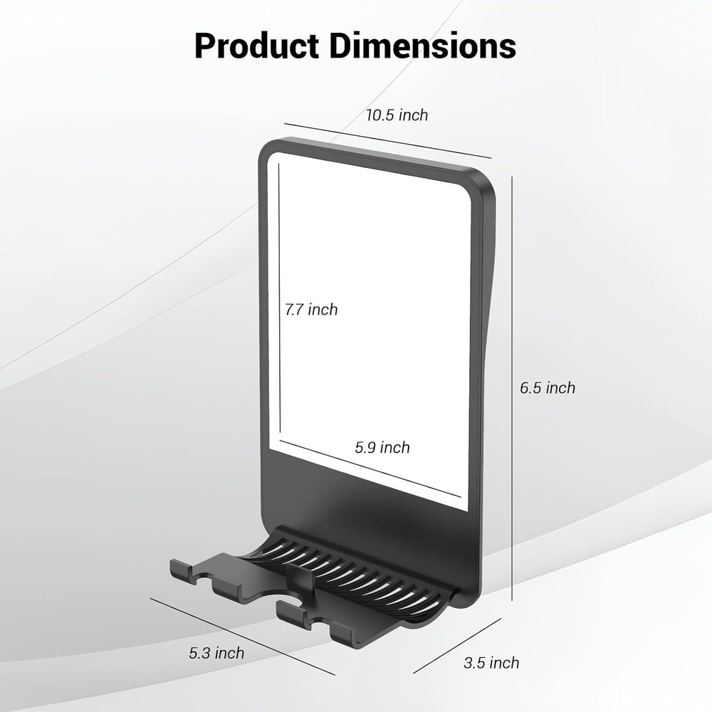Fogless Shower Mirror for Shaving with Storage Adjustable Angle Wall Mount Black
