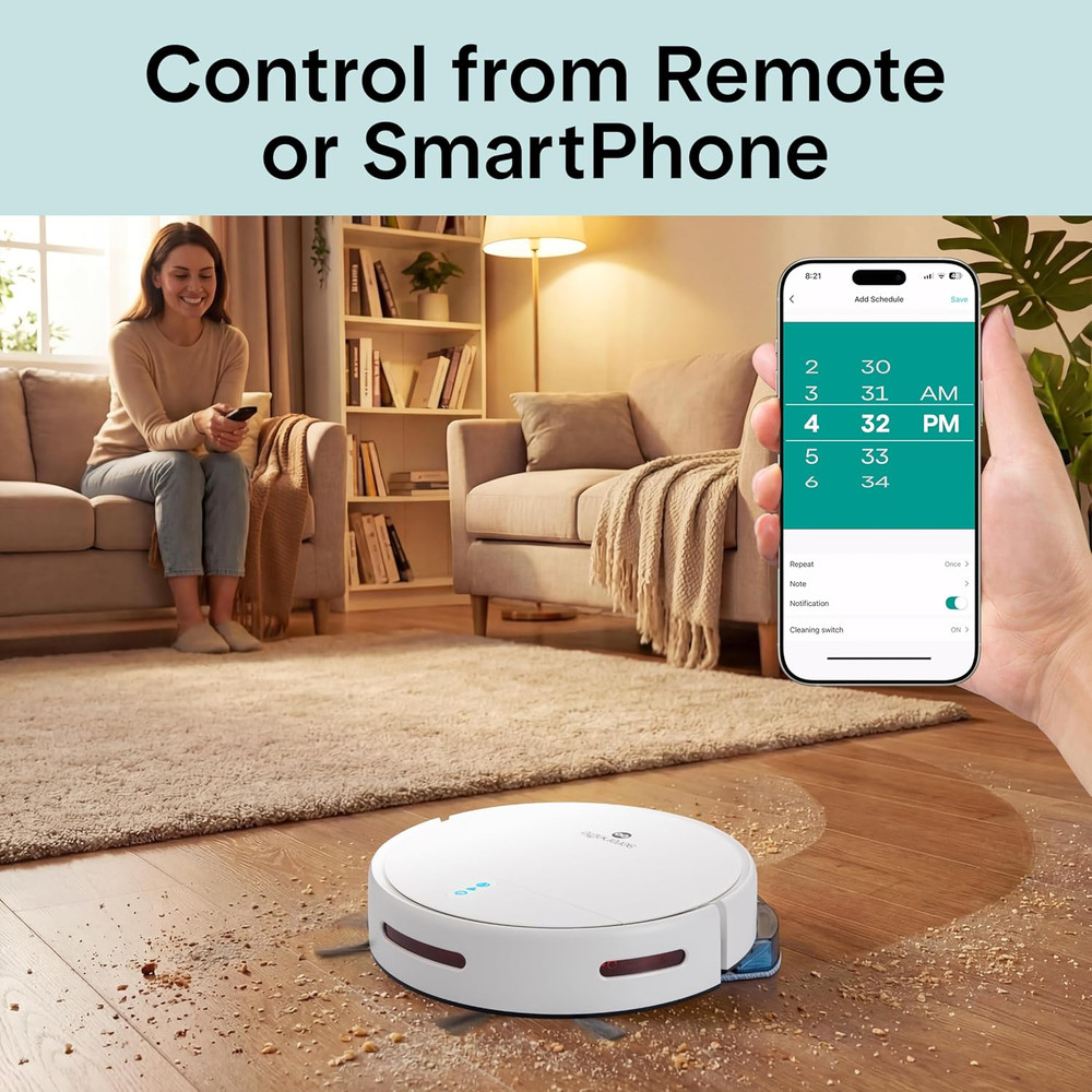 Robot Vacuum Cleaner, Automatic Vacuum Robot with App Control, 700Pa Suction, 3