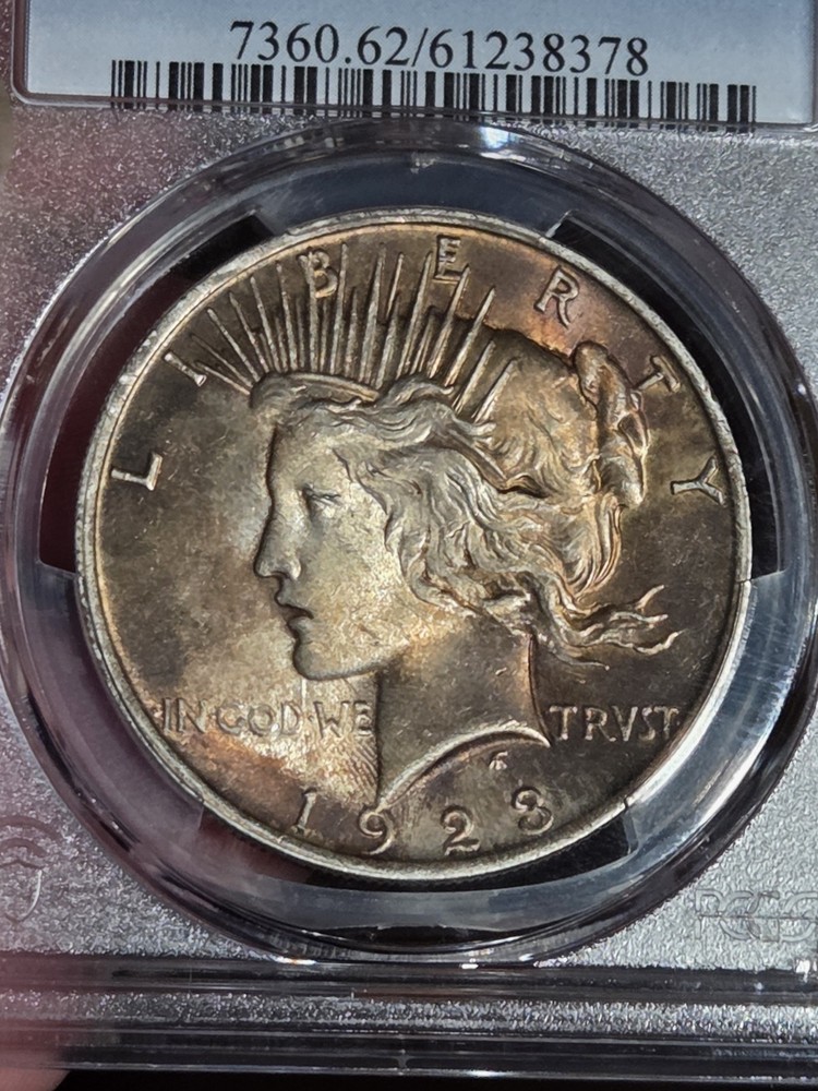 1923 $1 Peace Dollar PCGS MS62 Toned