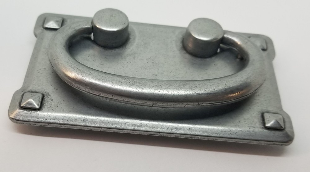 PEWTER SILVER DOUBLE Horizontal Mission Style Drawer Pull patina rustic antique