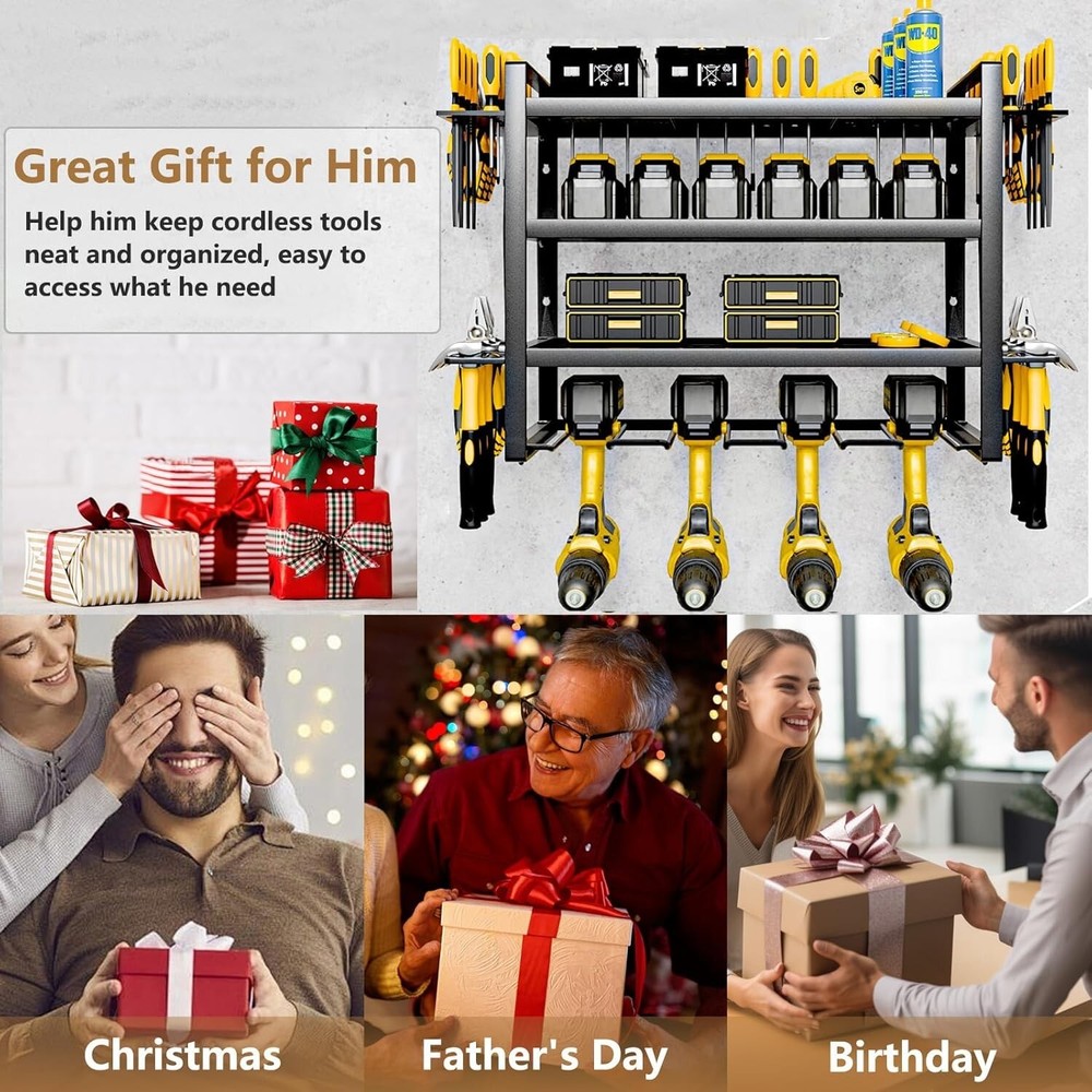 Wall Mount Power Tool Organizer Drill Hanger 4 Layer Tools Storage Shelf Garage