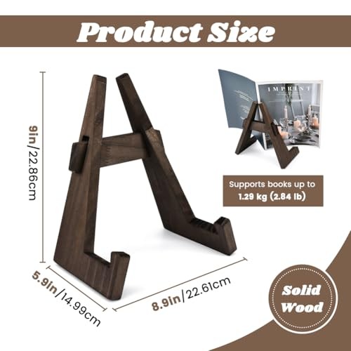 Rustic Adjustable Wooden Cookbook Stand for Kitchen Counter - Perfect