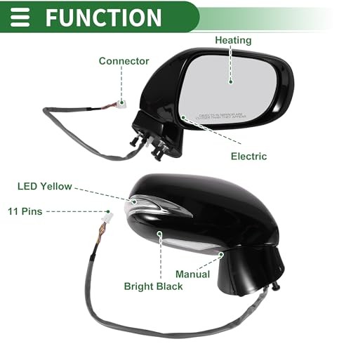 11 Pins Right Passenger Side Door Mirror Replacement for Lexus Right Side