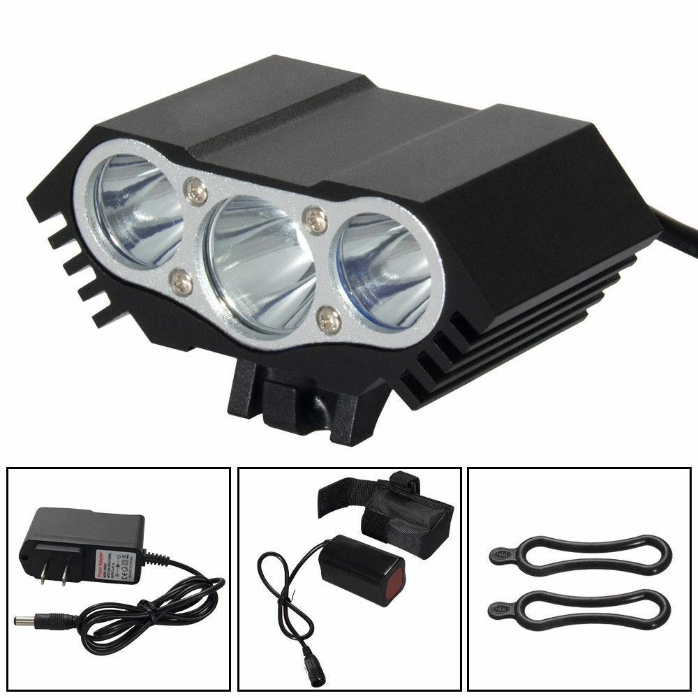 3 x LED Bicycle bike HeadLight Head Light Lamp Torch Flashlight US