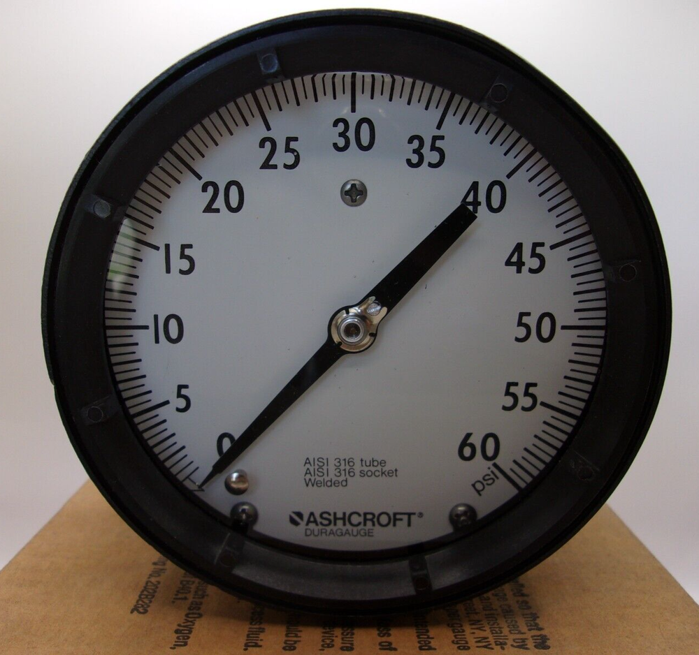 Ashcroft 45 1379 SSL 02B 60# DURAGAUGE SOLID FRONT, PRESSURE GAUGE, 1018A