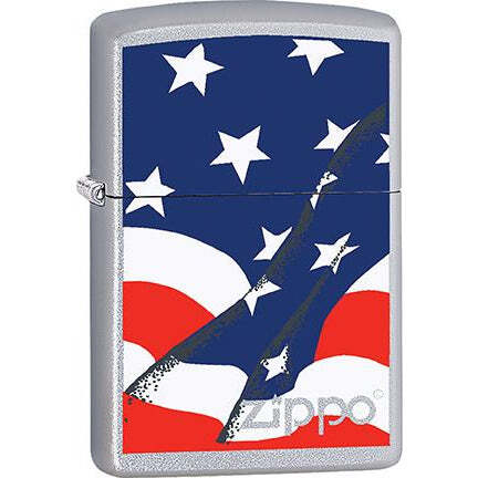 Zippo Windproof Metal Design Fire Lighter - Wavy U.S. Flag