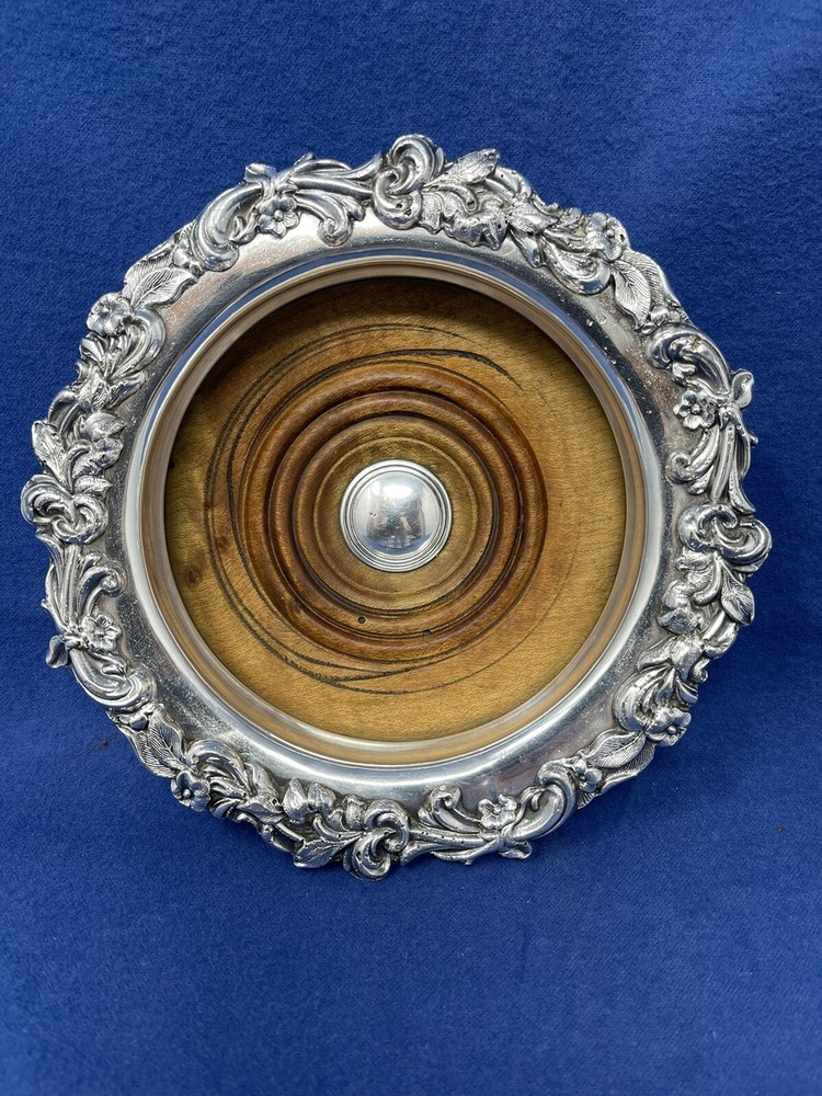 PAIR ANTIQUE OLD SHEFFIELD PLATE BOTTLE COASTERS