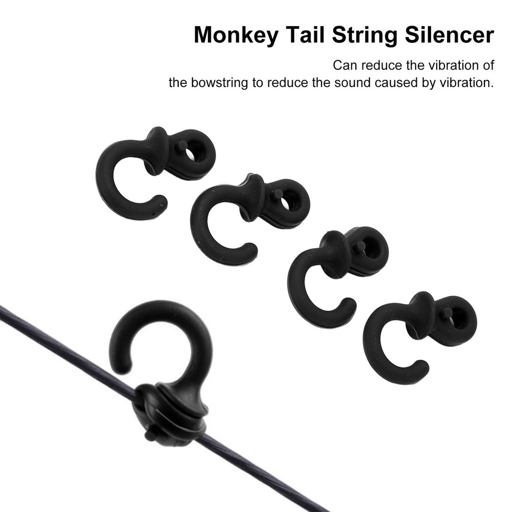 ♡ Black 4Pcs Archery Bow String Silencers Monkey Tail Compound Bow String