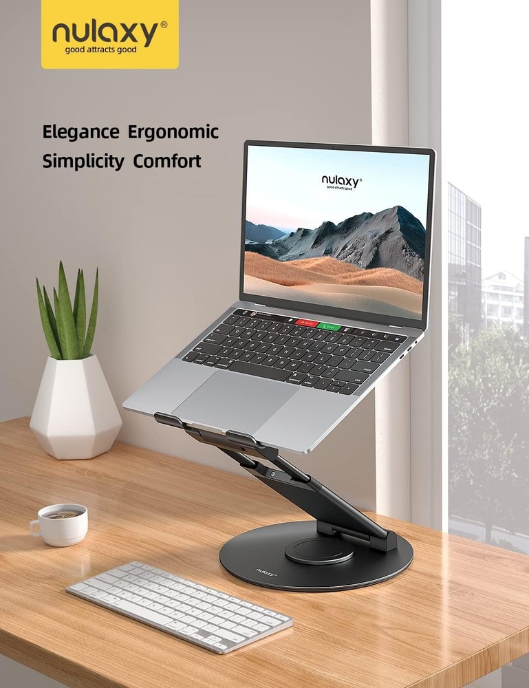 Telescopic 360 Rotating Laptop Stand for Desk Adjustable Height Swivel Pull