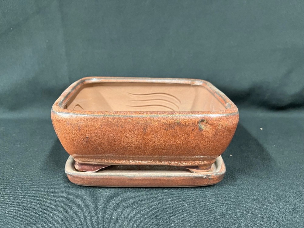 6" Ceramic Bonsai Succulent Planter Pot Copper Chestnut