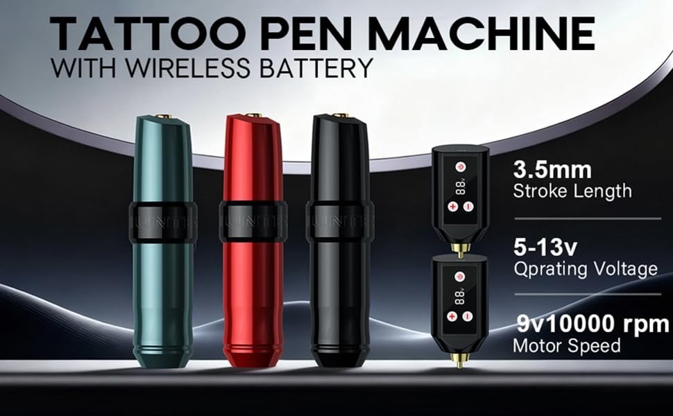 Wireless Tattoo Kit Complete for Beginners Pen Machine with Power Supply Needles