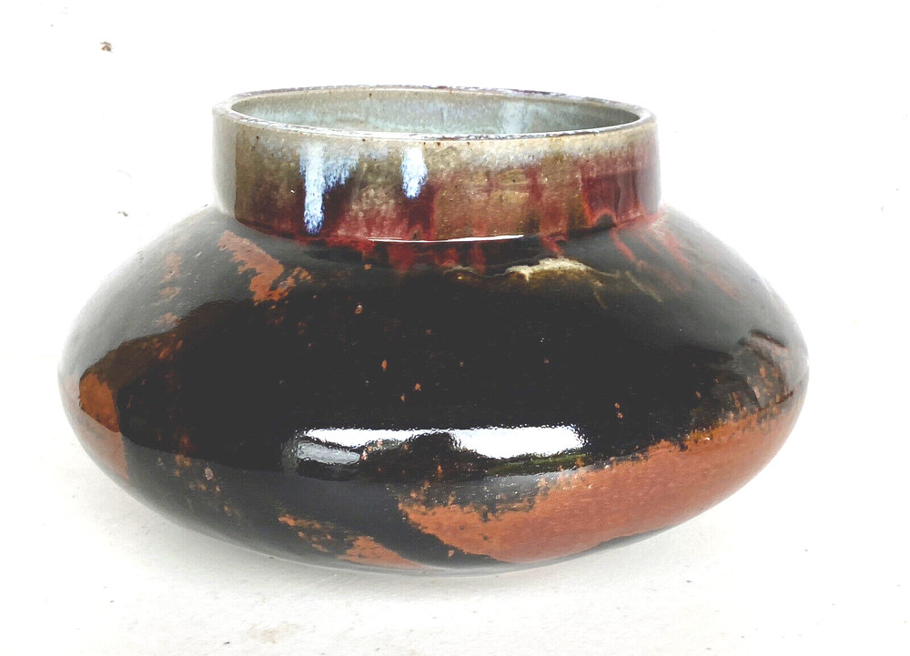 Studio Art Brown Dripware Pottery Pot/Vase - Chop Mark, 11"