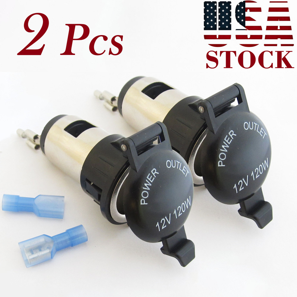 2pack 12V 120W Car Cigarette Lighter Power Outlet Socket with Waterproof Cover