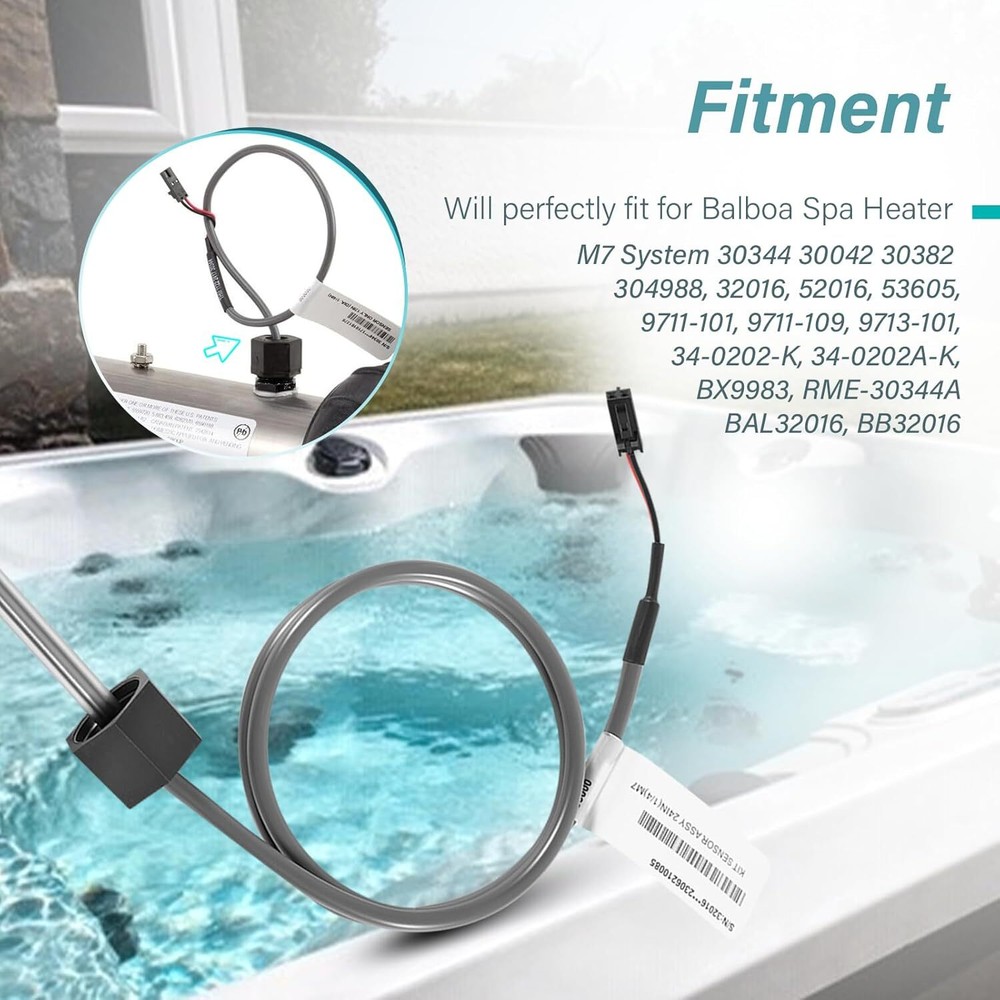 24" Temp/Hi Limit Sensor for Balboa Spa Heater M7 System, 1/4" Sensor Diameter