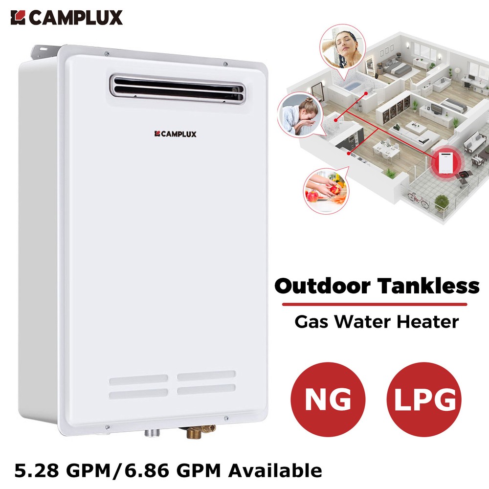 CAMPLUX Tankless Water Heater Natural/Propane Gas Outdoor 6.86 GPM Whole House