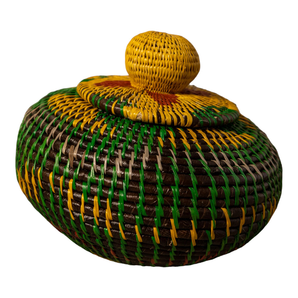 Amazonian Mosaic Rainforest Basket With Top