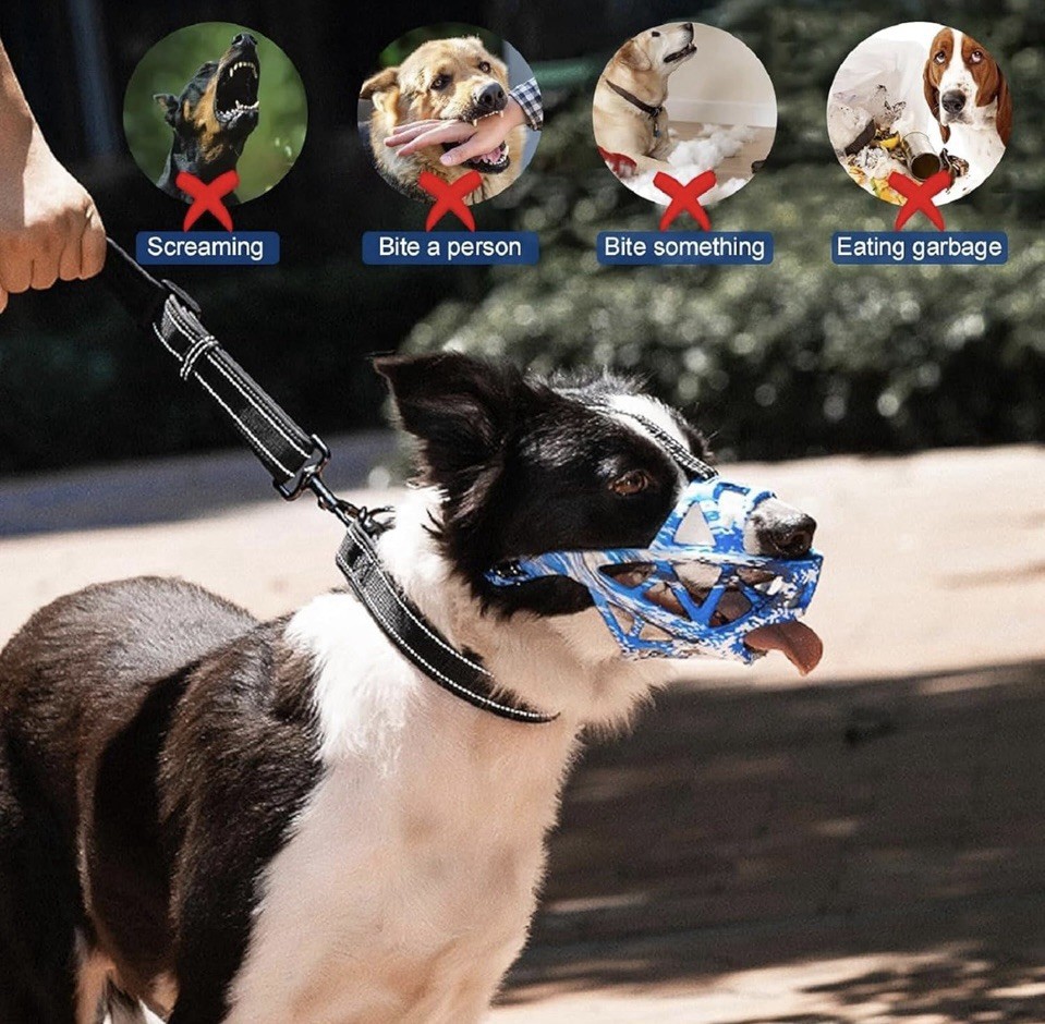 Soft Elastic Dog Muzzle Medium Dog, L Camouflage Blue NWT