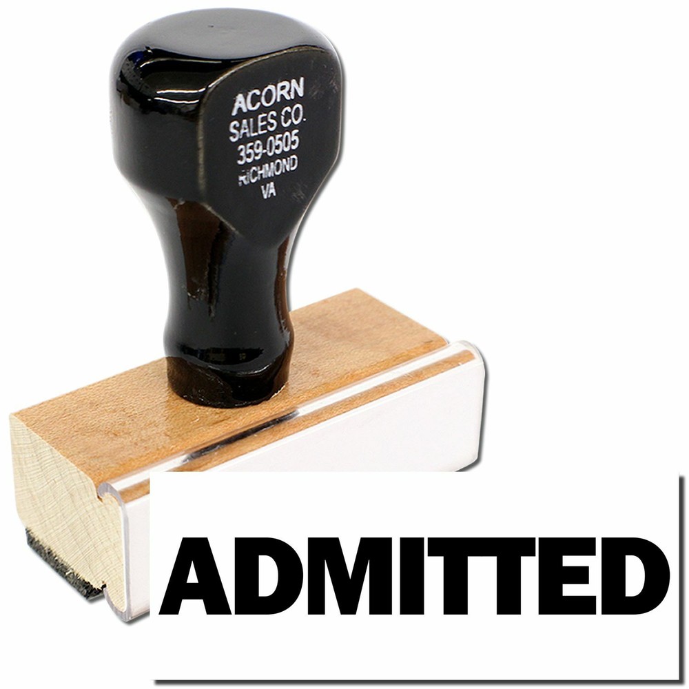 Large Bold Admitted Rubber Stamp Size 7/8" Tall x 2-1/4" Wide