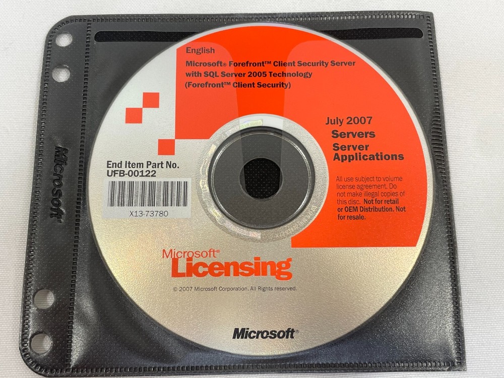 Microsoft Forefront Client Security Server w/ SQL Server 2005 Tech Windows DVD