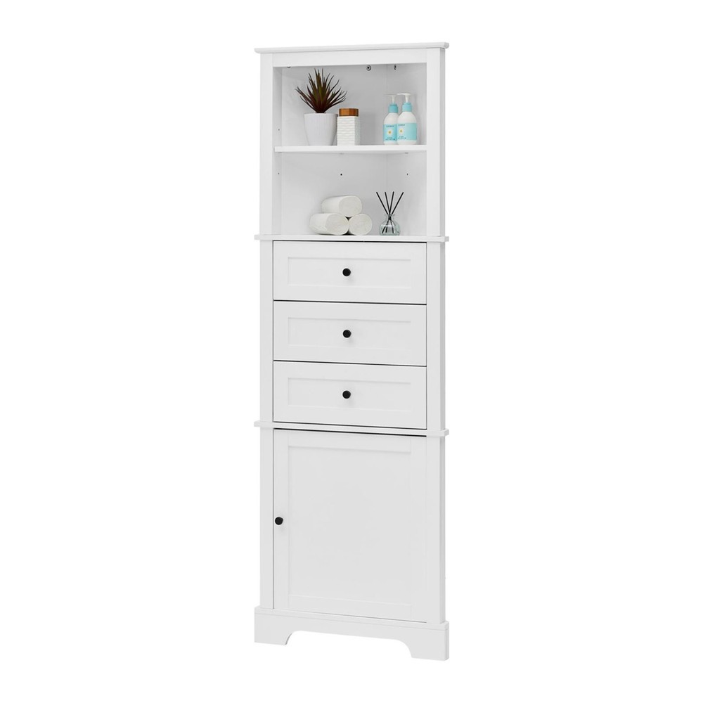 Corner Cabinet with Painted Finish, Triangle Design, Adjustable Shelves &