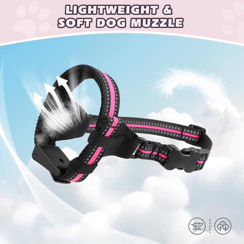 Dog Muzzle,Anti-Bite Adjustable Breathable Soft Muzzle for Small Medium Large...