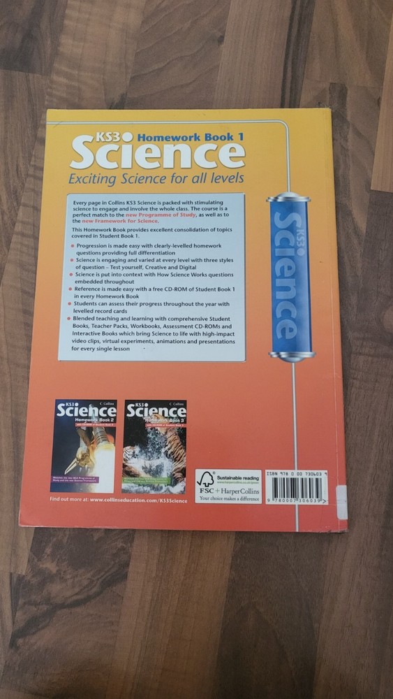 Collins KS3 Science Homework Book 1 Without CD