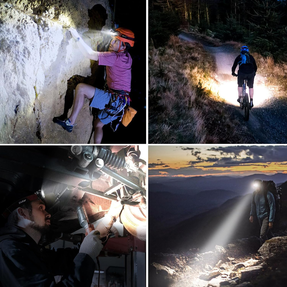 LED Headlamp Rechargeable,2000L High Lumen Super Bright Dimmable Headlight