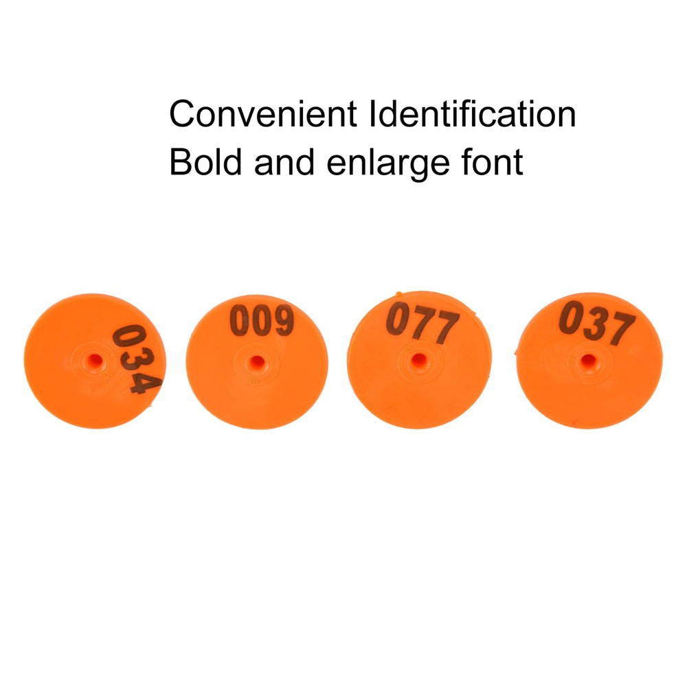 (Orange)Cattle Numbered Ear Tag Convenient Identification Dog Marker Label With