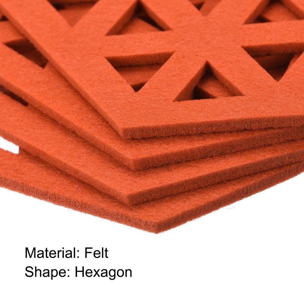 Felt Coasters 4pcs Hexagonal Tampons Coasters Orange