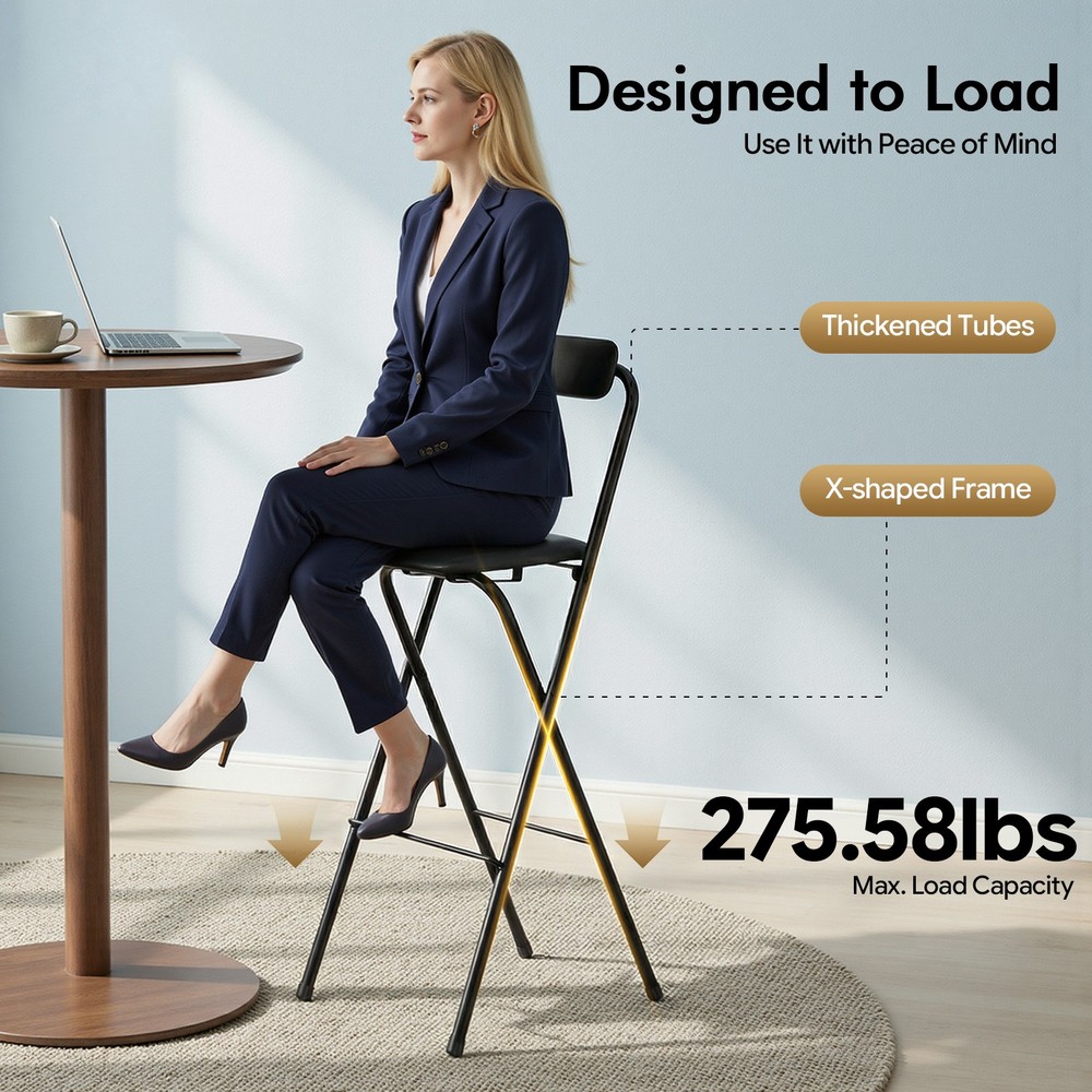 Foldable Bar Chair Tall Folding Chair Portable Folding Stool