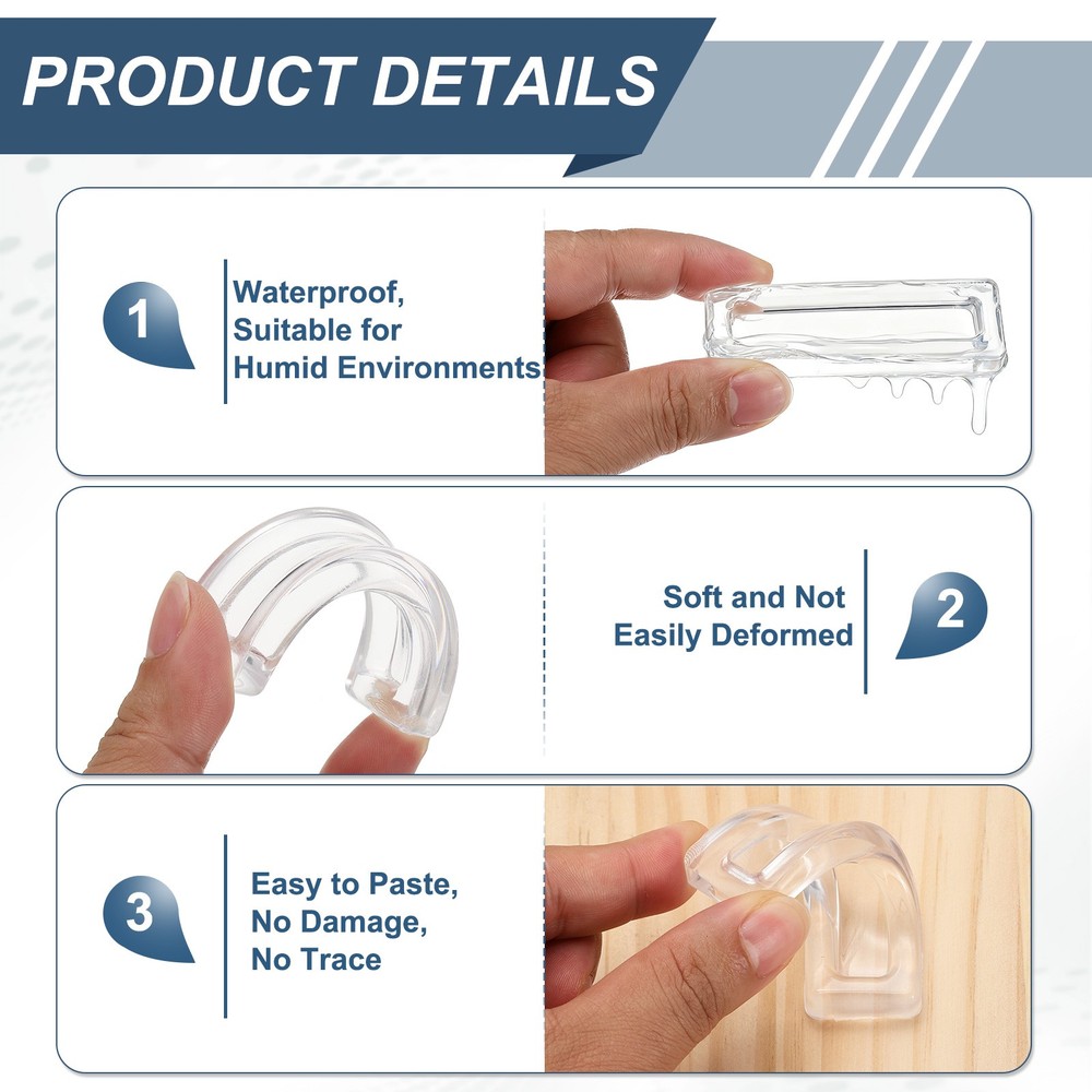 4Pcs PU Self-Adhesive Pulls, 2.95" Rectangle Clear Recessed Finger Pulls