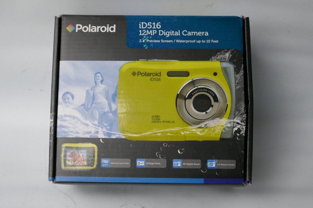 Polaroid Digital Camera iD516 12MP Yellow WATERPROOF Boxed Tested