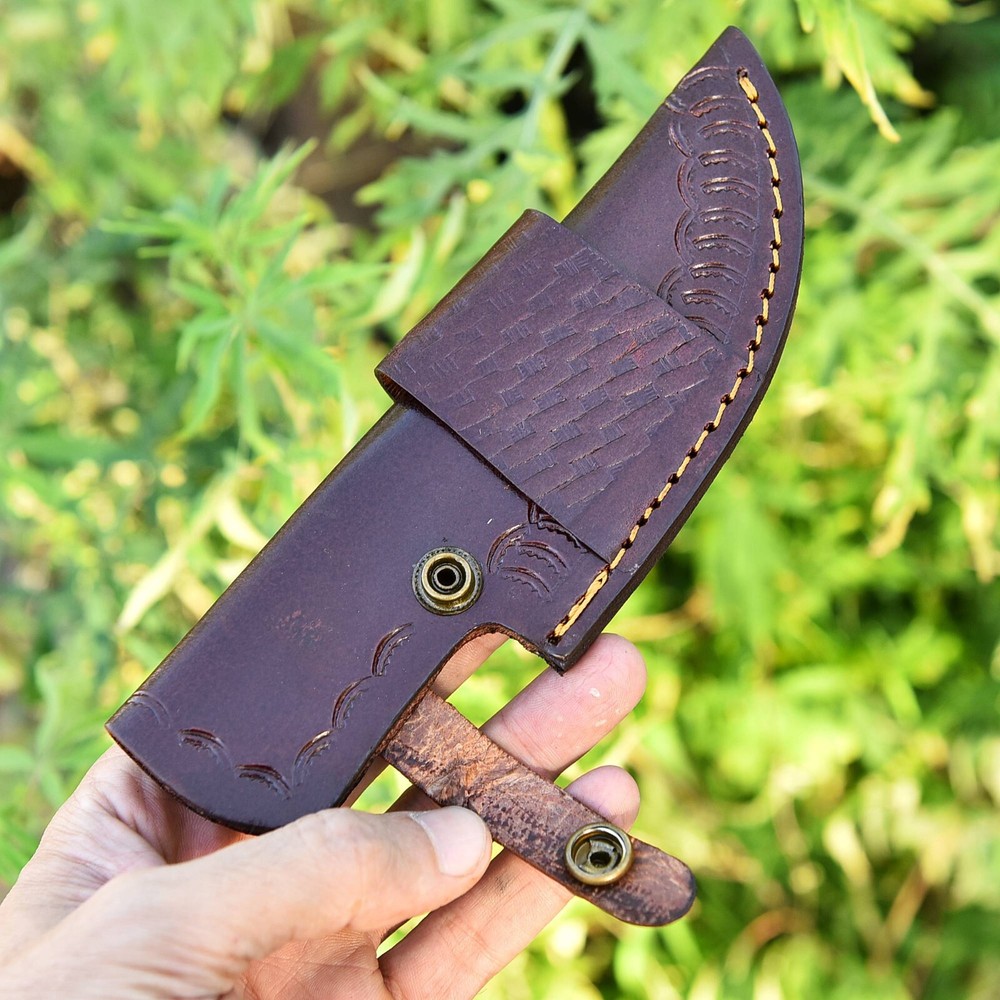 Handmade fixed blade knife leather sheath vertical carry horizontal scout carry
