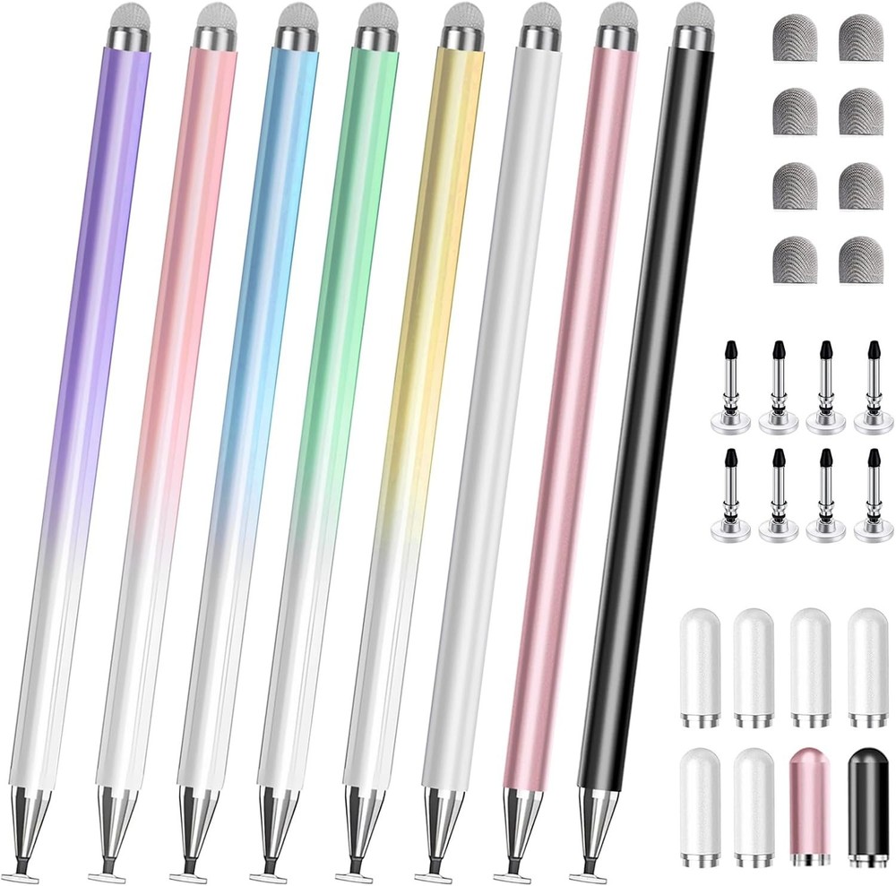 8 Pack Stylus Pens with Interchangeable Tips for All Touchscreen Devices
