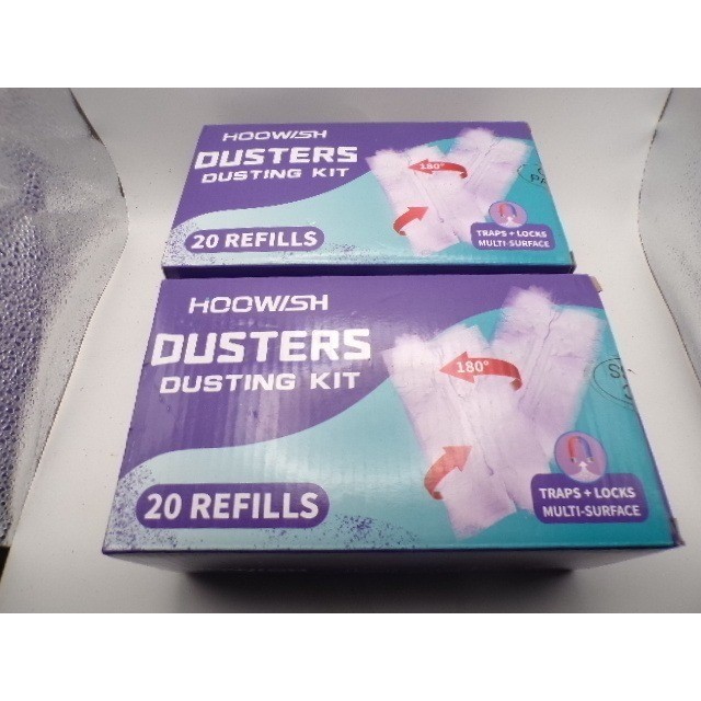 2 Pack Hoowish Dusting Kit 20 Refills Microfiber Traps Locks Multi Surface