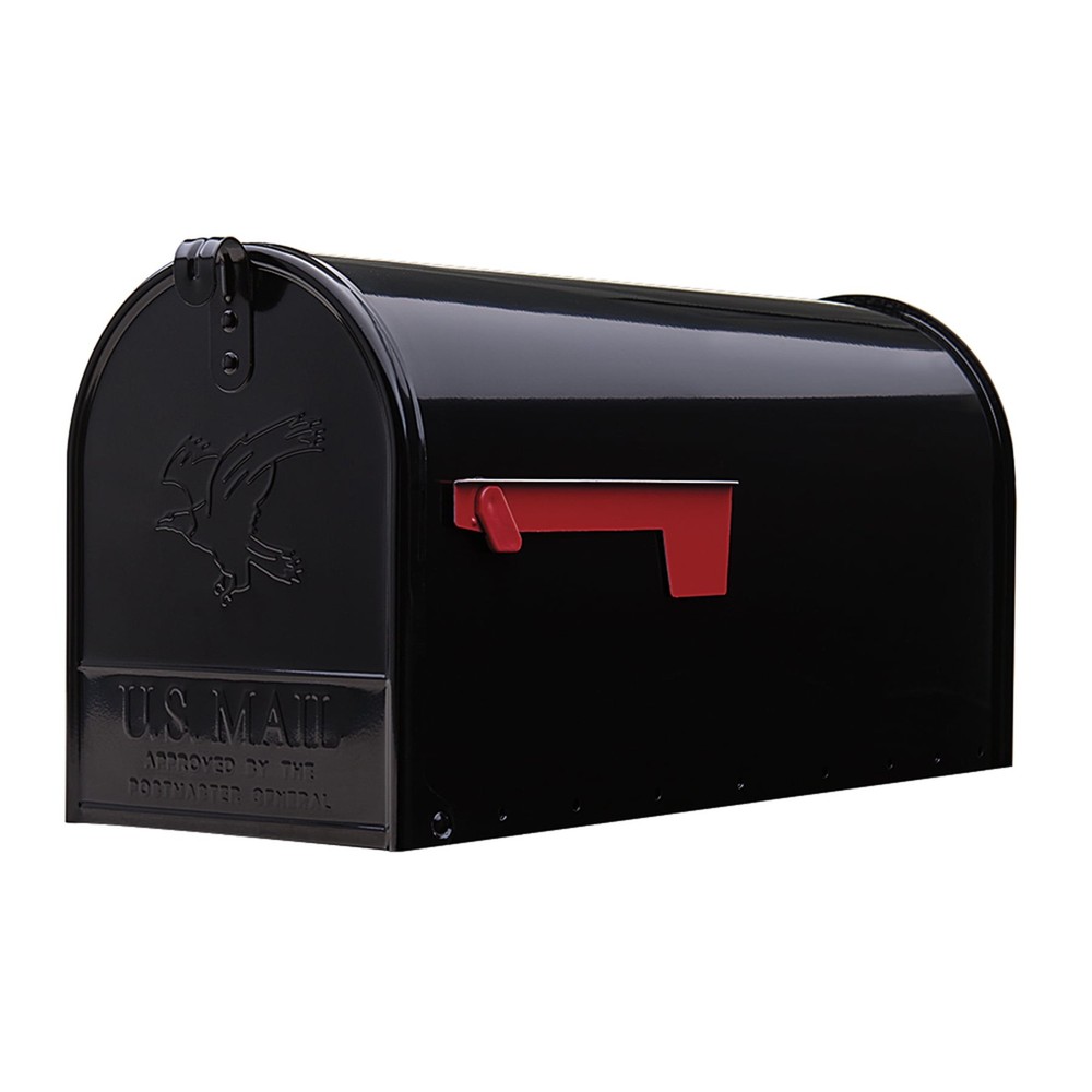 Elite Galvanized Steel Large Post-Mount Mailbox in Black