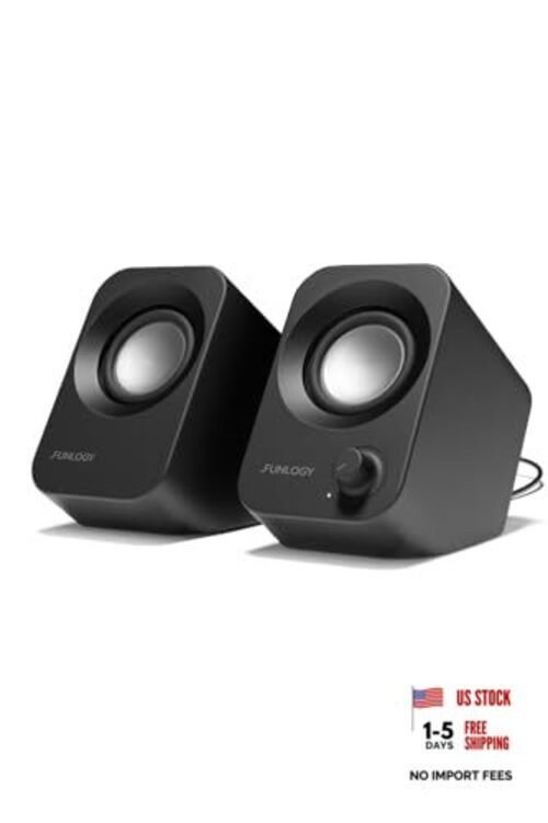 Speaker - 14W Stereo PC Speakers, USB Powered, Compact Size with 30° Black