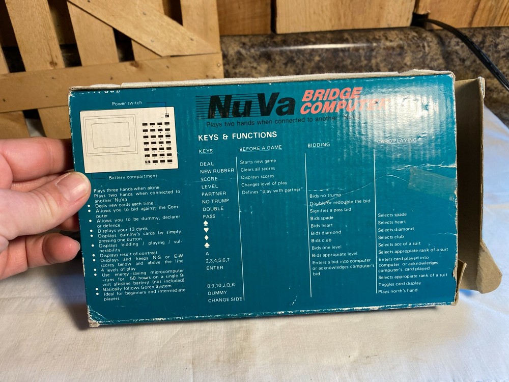 Vintage 1987 Nuva Bridge Electronic Computer Handheld Game ~ Working