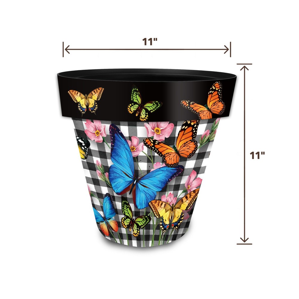 Briarwood Lane Checkered Butterflies Medium Planter
