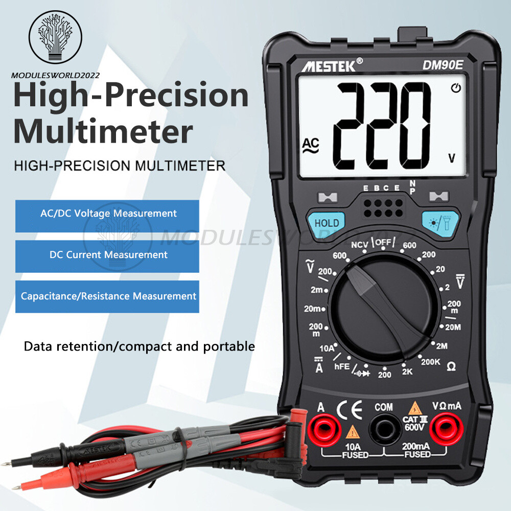 DM90E Digital Multimeter Auto Intelligent Tester AC/DC Voltage Meter 1999 counts