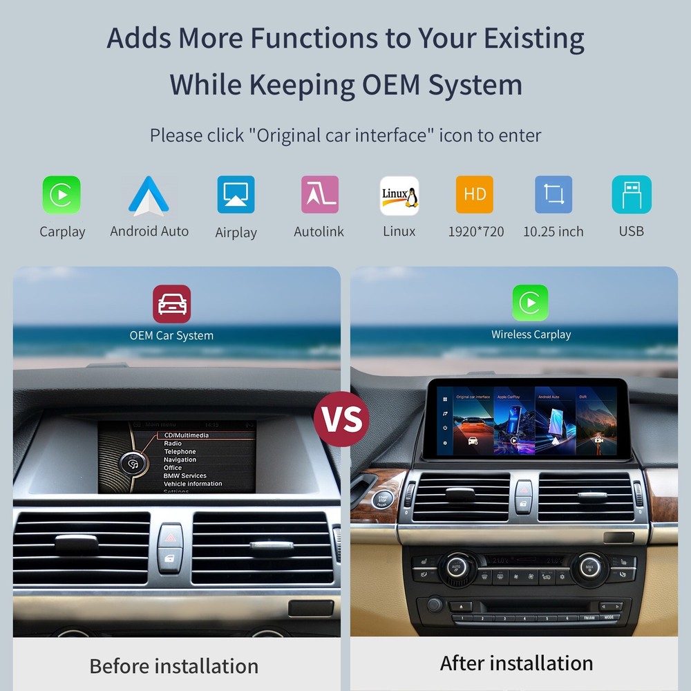 BMW X5 X6 CIC E70 E71 2011-2013 10.25'' Touchscreen with Carplay/Android Auto