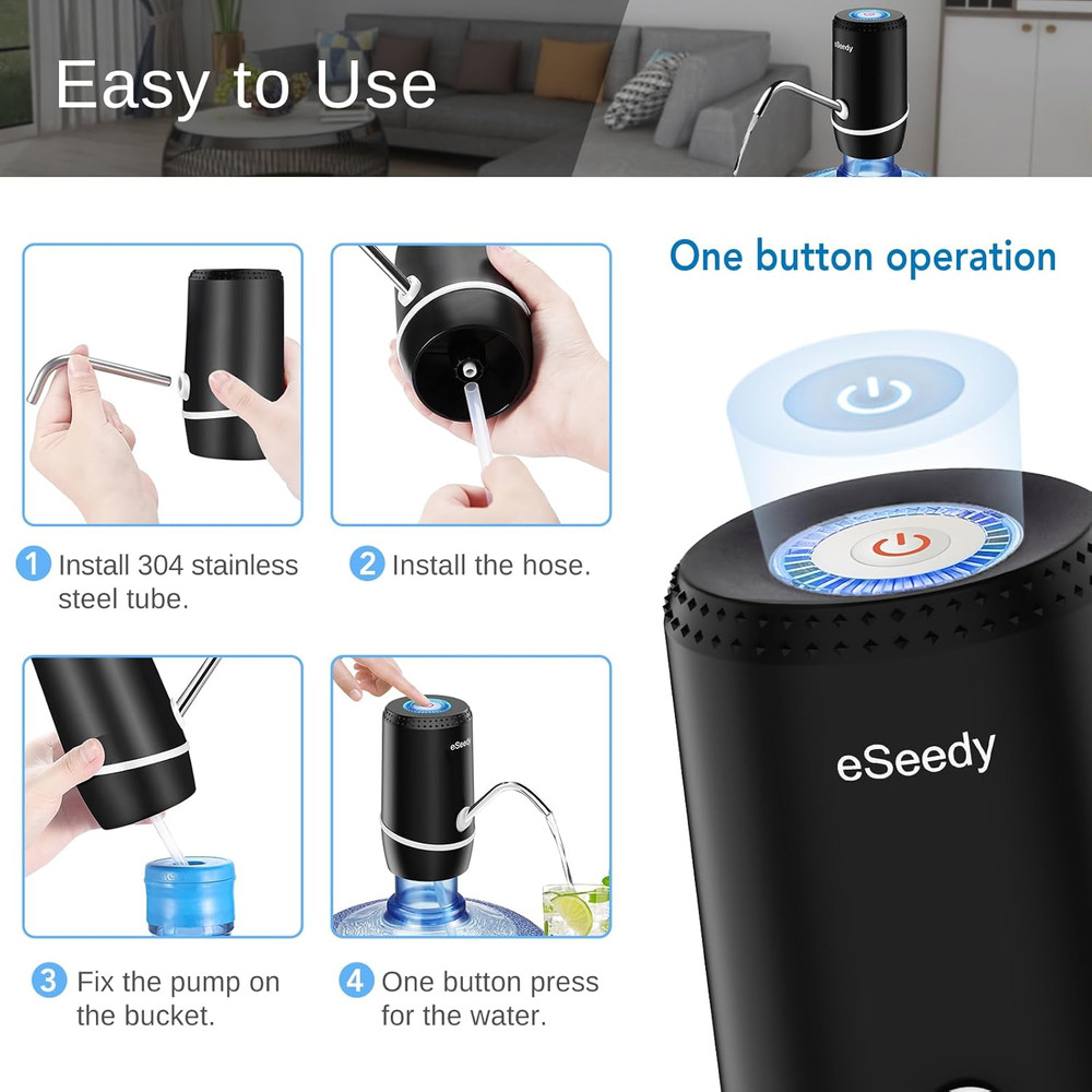 Water Pump for 5 Gallon Bottle, USB Charging Automatic Water Dispenser with Rech