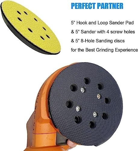 2 Pack 5in 8 Hole Hook Loop Sander Pad Replacement Random Orbit Backing