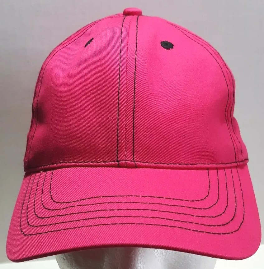 Bright Pink Ball Cap Hat Plain Strapback Adjustable Womens One Size Fits Most
