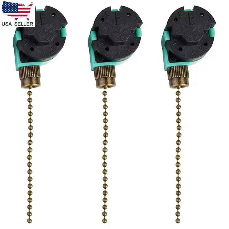 3 Pack Ceiling Fan Switch 3 Speed 4 Wire ZE-268S6 Fan Pull Chain Switch8457