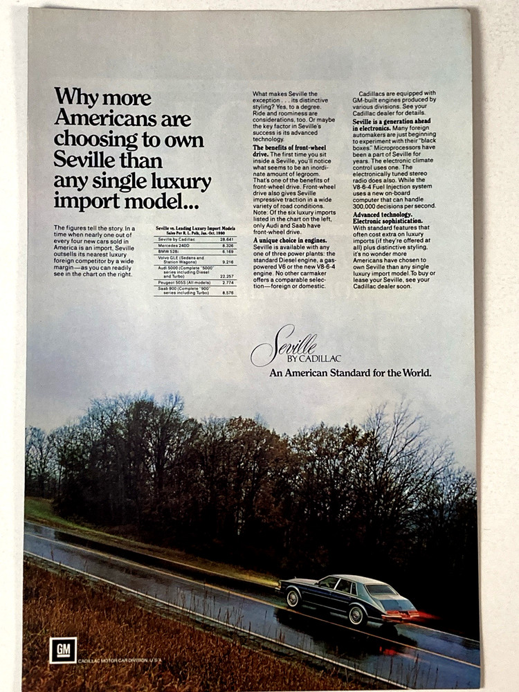1981 Cadillac Seville Print Ad