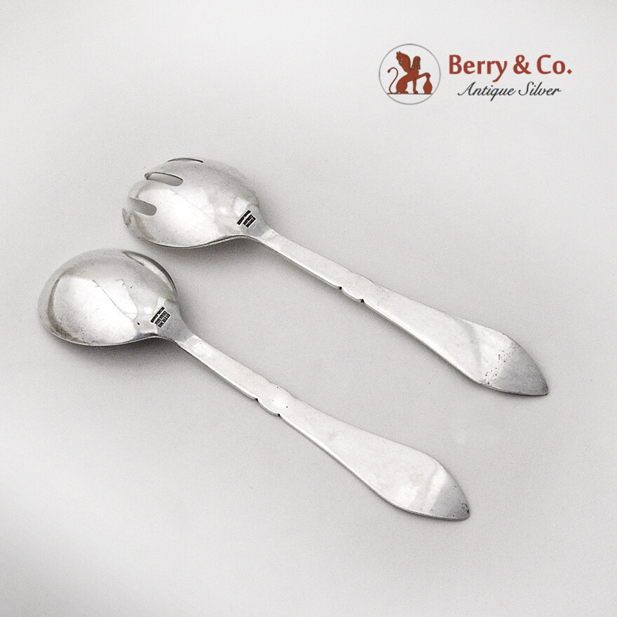 Fuchsia Georg Jensen Serving Set Spoon Fork Sterling Silver 1906 Denmark No Mono