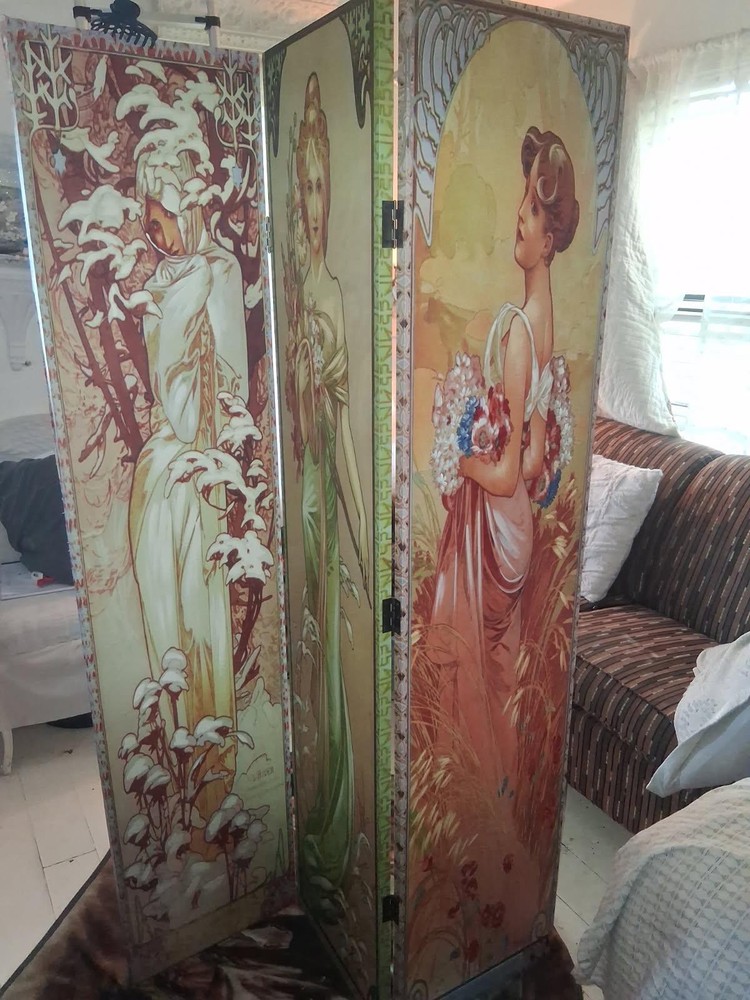 Alphonse Mucha- Digital Reproduction Canvas 3 Panel Room Divider (Screen))