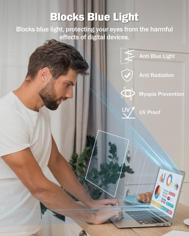 Scratch Resistant 15.6 Inch Screen Protectors - 2 Pack with Blue Light Blocker