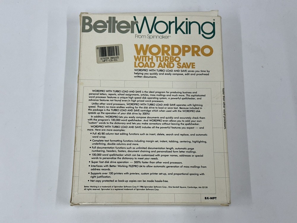 Better Working From Spinnaker WordPro Commodore 64 Software